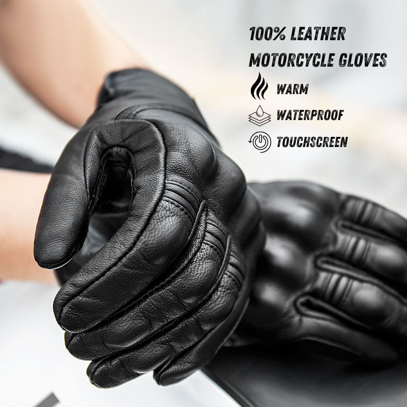 Guanti da Moto in Pelle VeloGuard, Compatibili con Touchscreen, Caldi e Resistenti | Lersk
