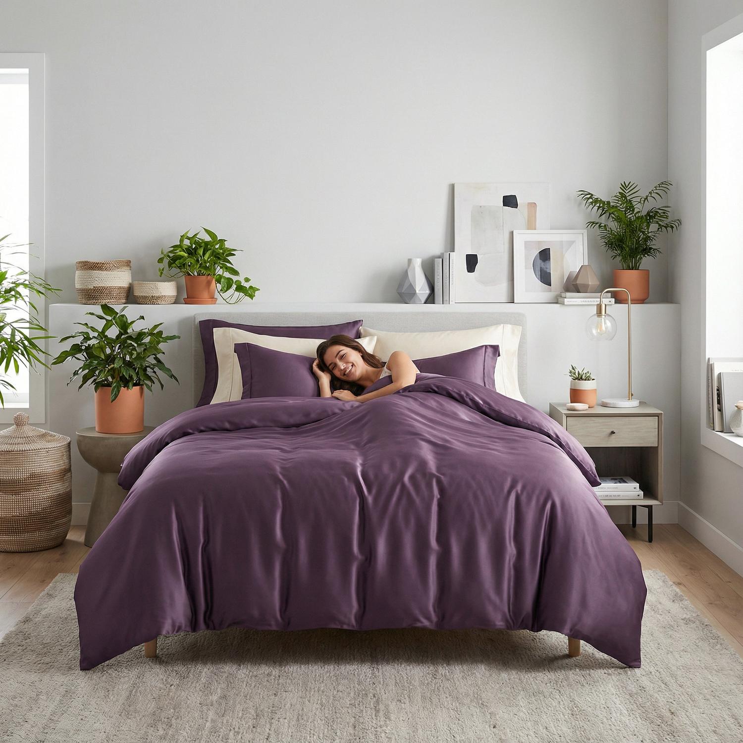 Set di Copripiumini Morbidi Aster Grigio con Design Elegante e Moderno per Biancheria da Letto | Lersk