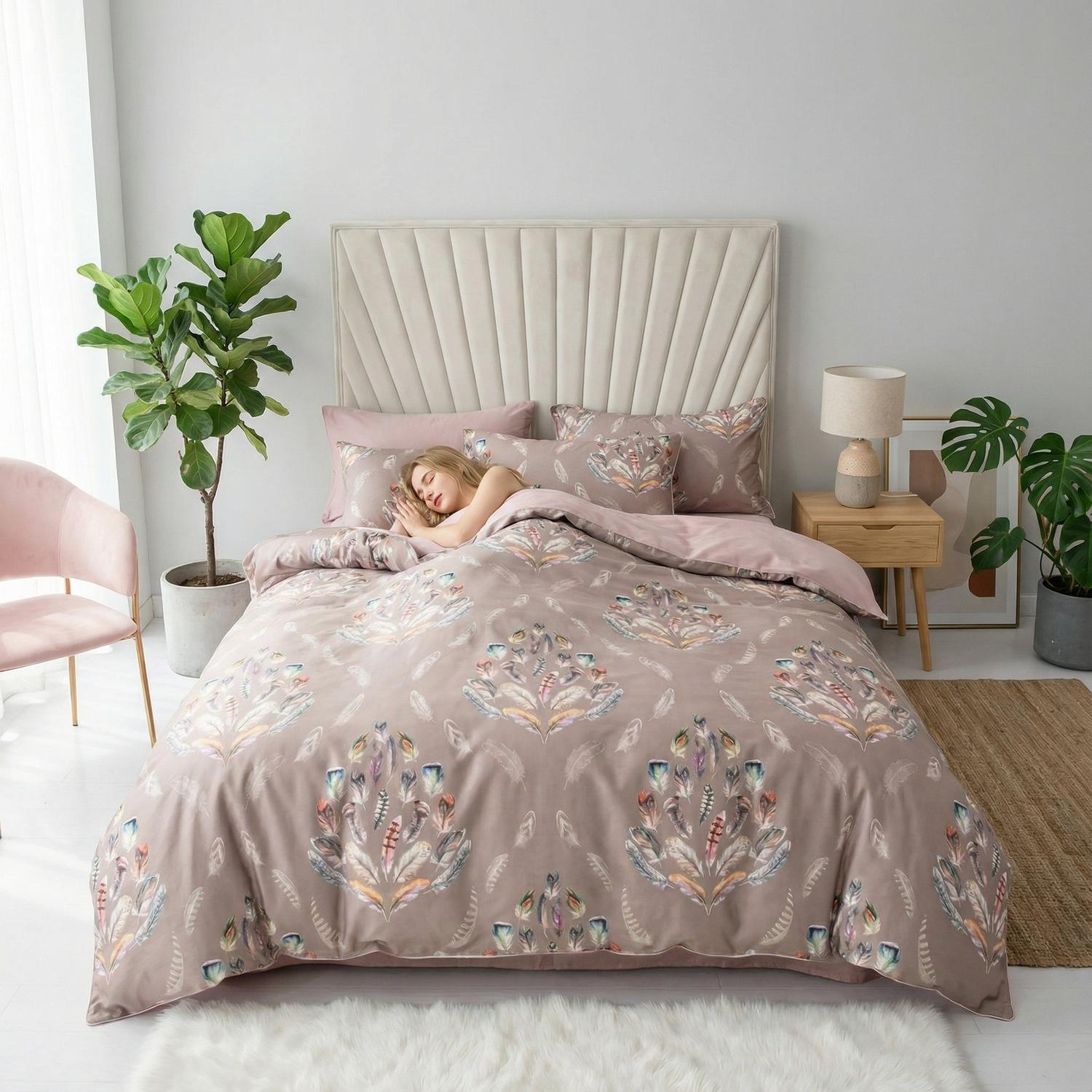 Conjunto de Capa de Edredão em Algodão Aurora com Design Vibrante de Pássaros | Lersk