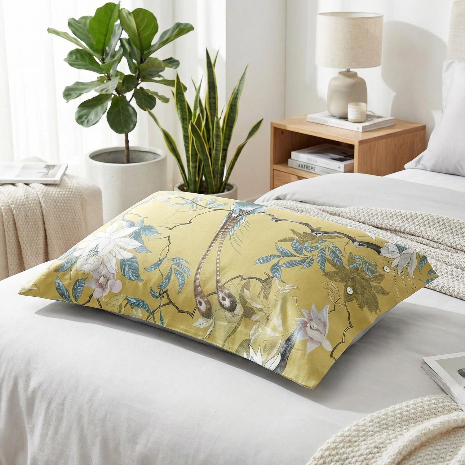 Conjunto de Capa de Edredão em Algodão Aurora com Design Vibrante de Pássaros | Lersk