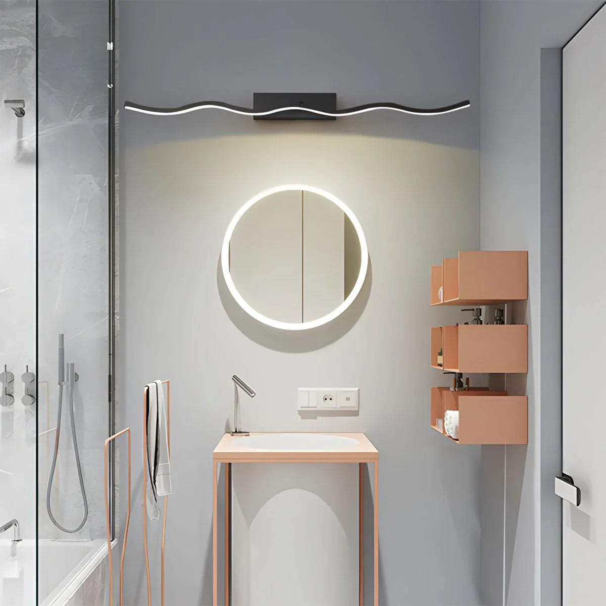 Aplique de pared lineal para baño con espejo | Lersk