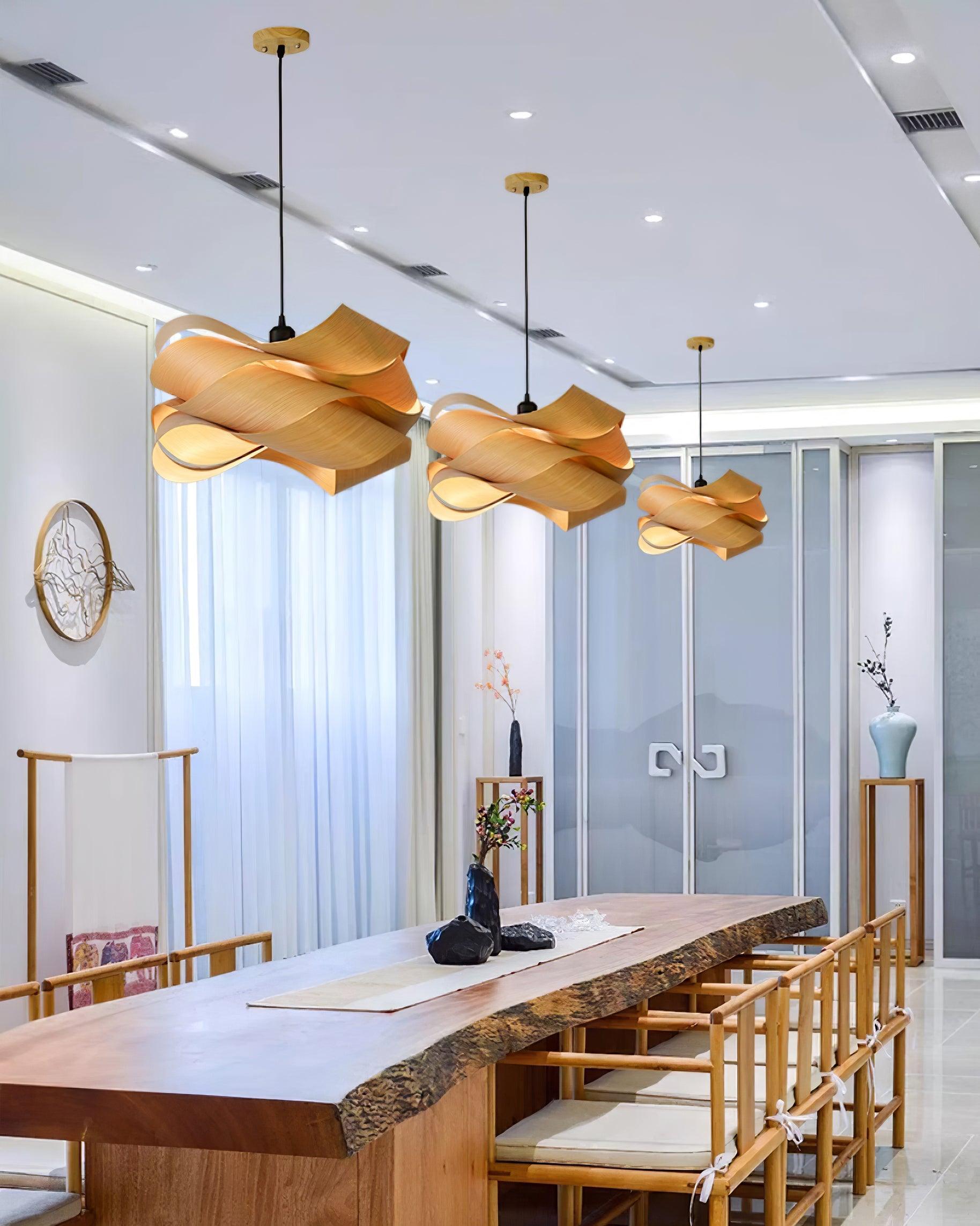 SylvaOak Wood Grain Pendant Light With Soft Ambient Glow | Lersk