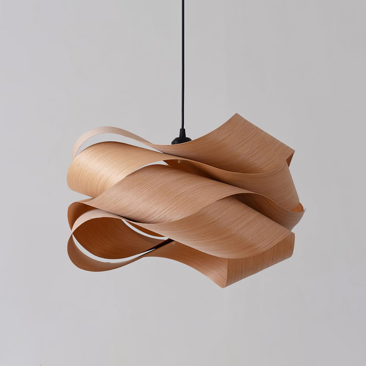 LumaOak Handcrafted Wood Grain Pendant Light for Living