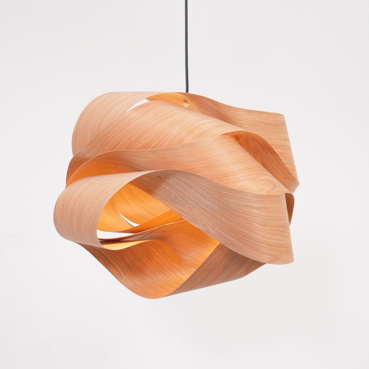 LumaOak Handcrafted Wood Grain Pendant Light for Living