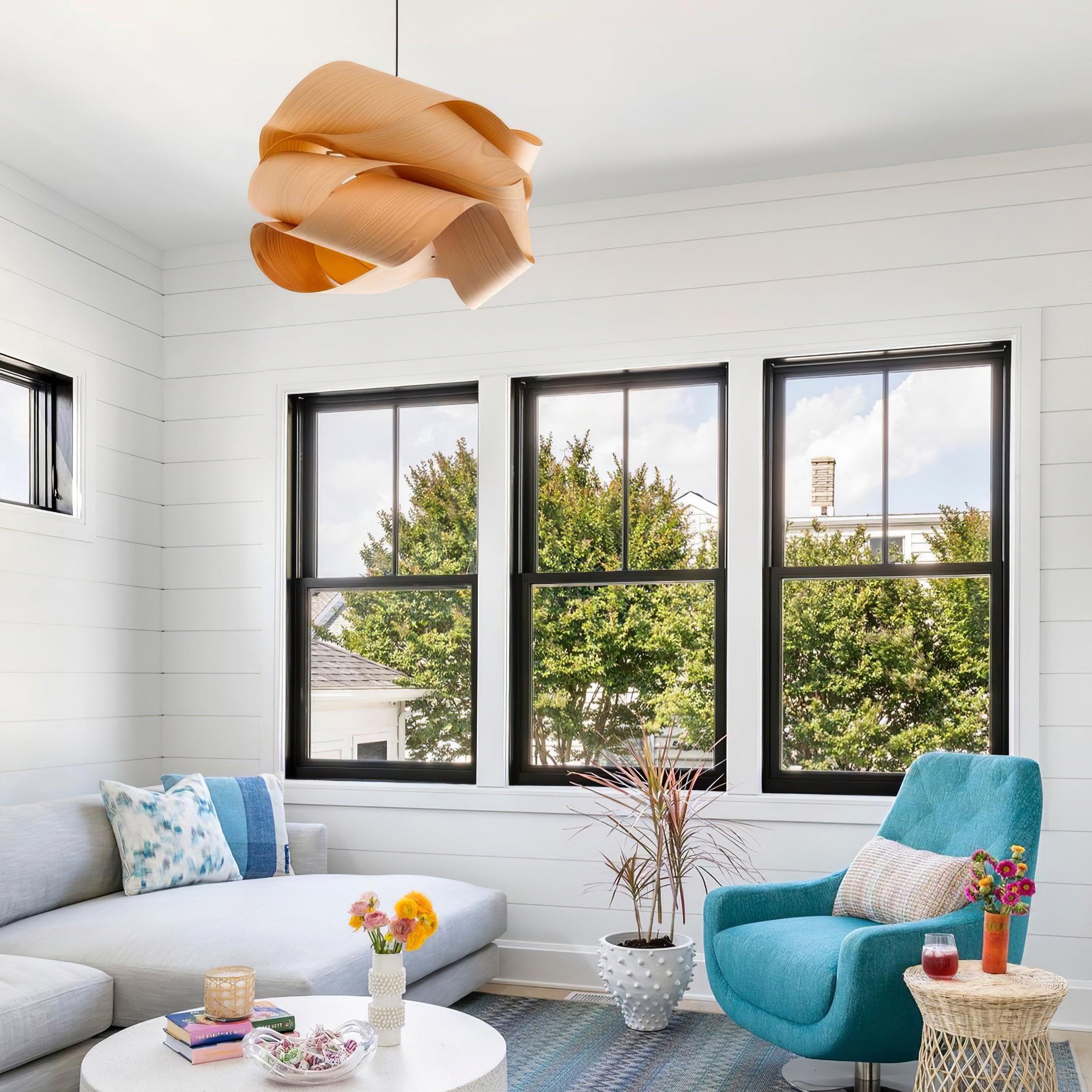 SylvaOak Wood Grain Pendant Light With Soft Ambient Glow | Lersk