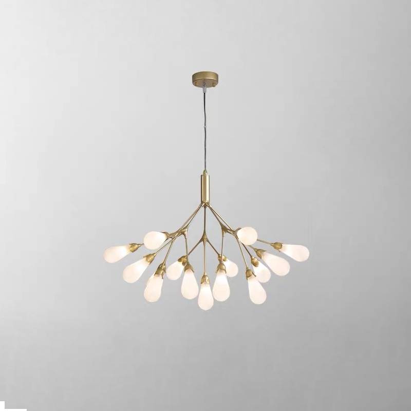 Moderne gylden gren lysekrone, moderne loftslampe til stue og spisestue | Lersk