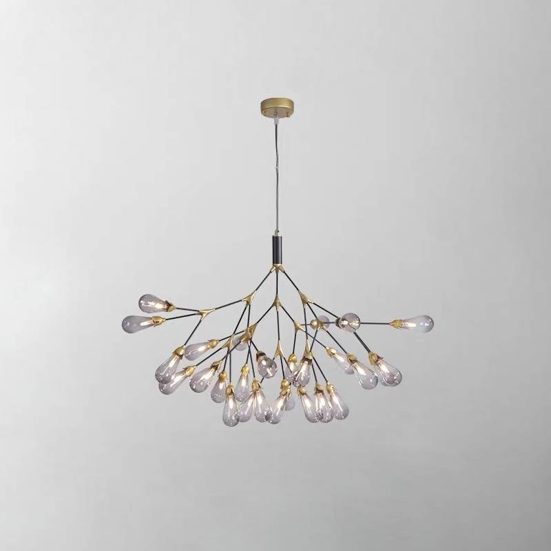 Moderne gylden gren lysekrone, moderne loftslampe til stue og spisestue | Lersk
