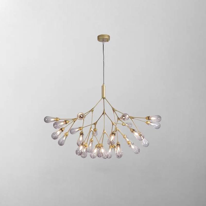 Moderne gylden gren lysekrone, moderne loftslampe til stue og spisestue | Lersk