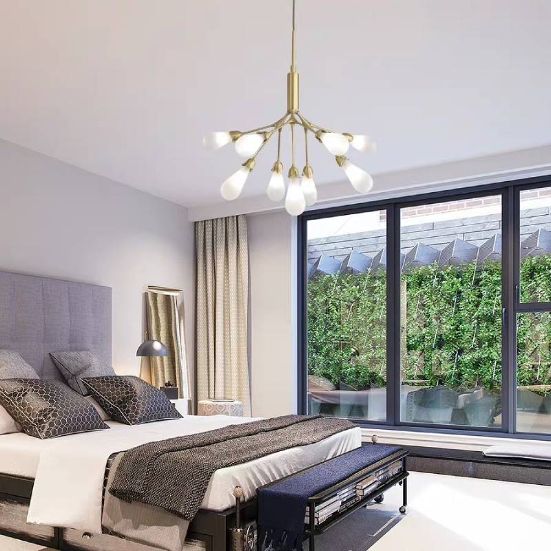 Moderne gylden gren lysekrone, moderne loftslampe til stue og spisestue | Lersk