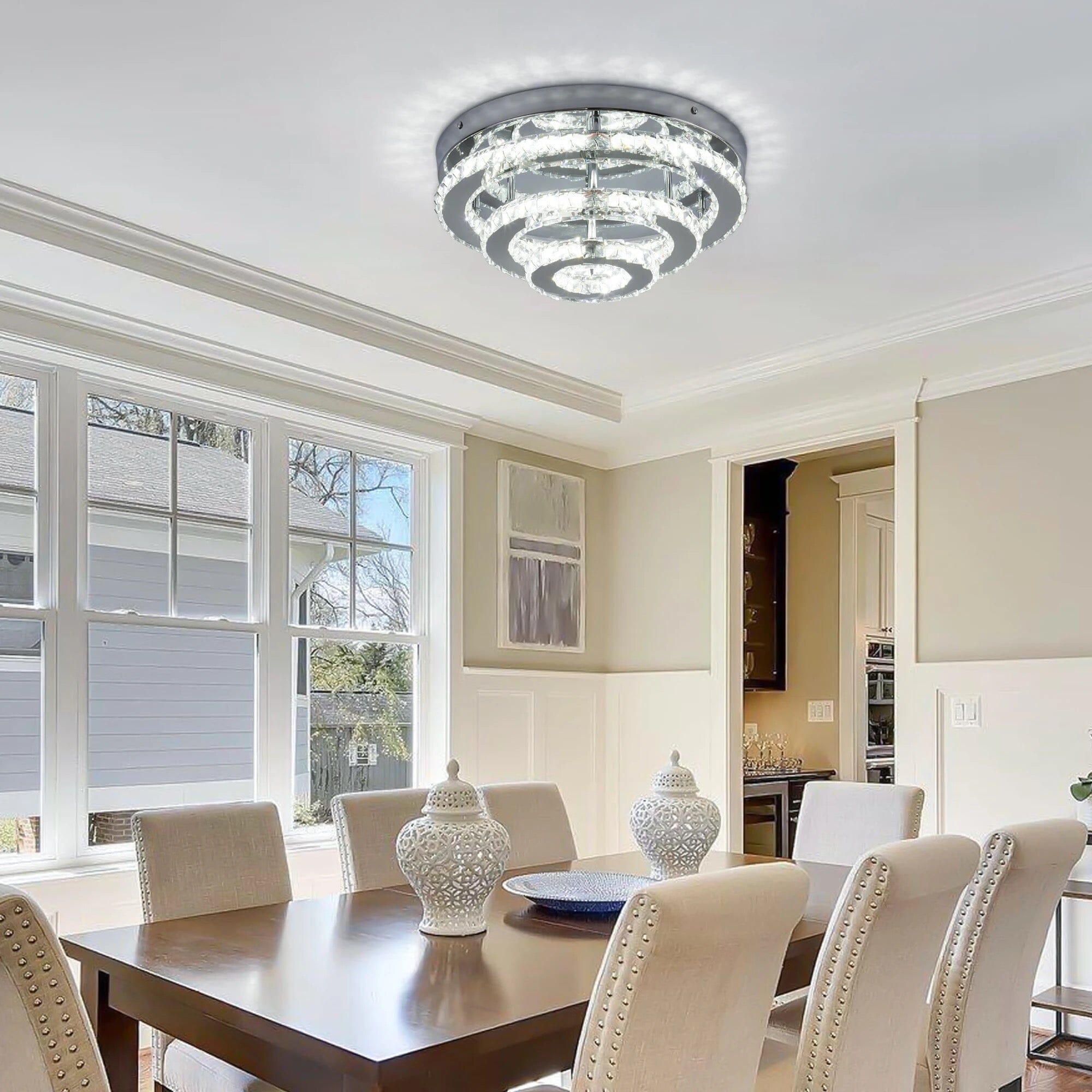 Lampadario Rotondo in Cristallo Lucente, Elegante Moderno e Abbagliante | Lersk