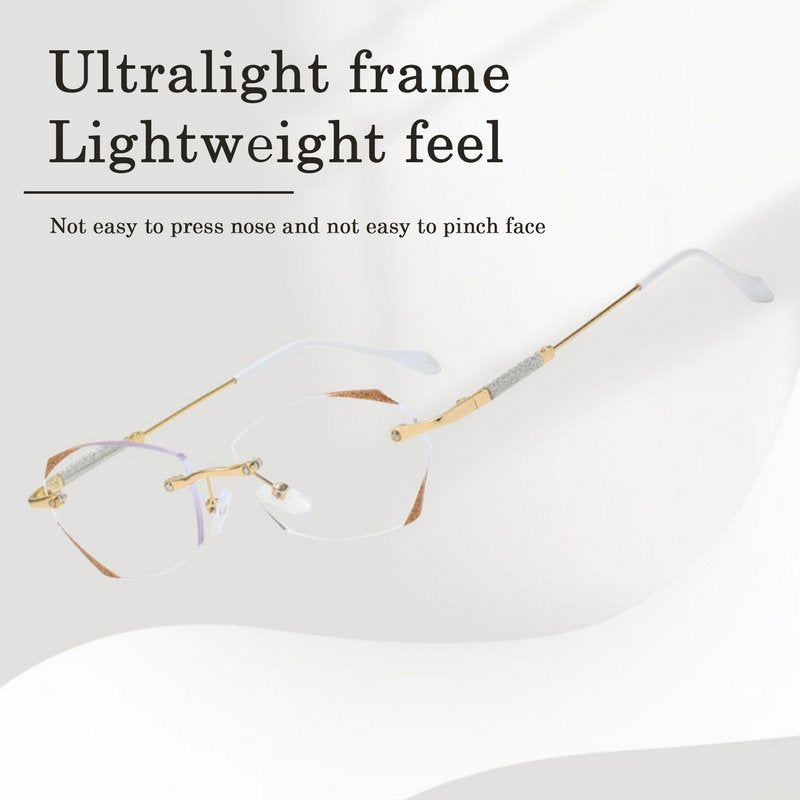 Aurena Women's Diamond Rimless Blue-Light Blocking Reading Glasses | Lersk