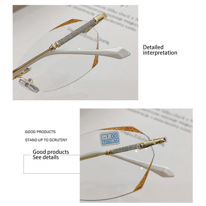 Aurena Women's Diamond Rimless Blue-Light Blocking Reading Glasses | Lersk