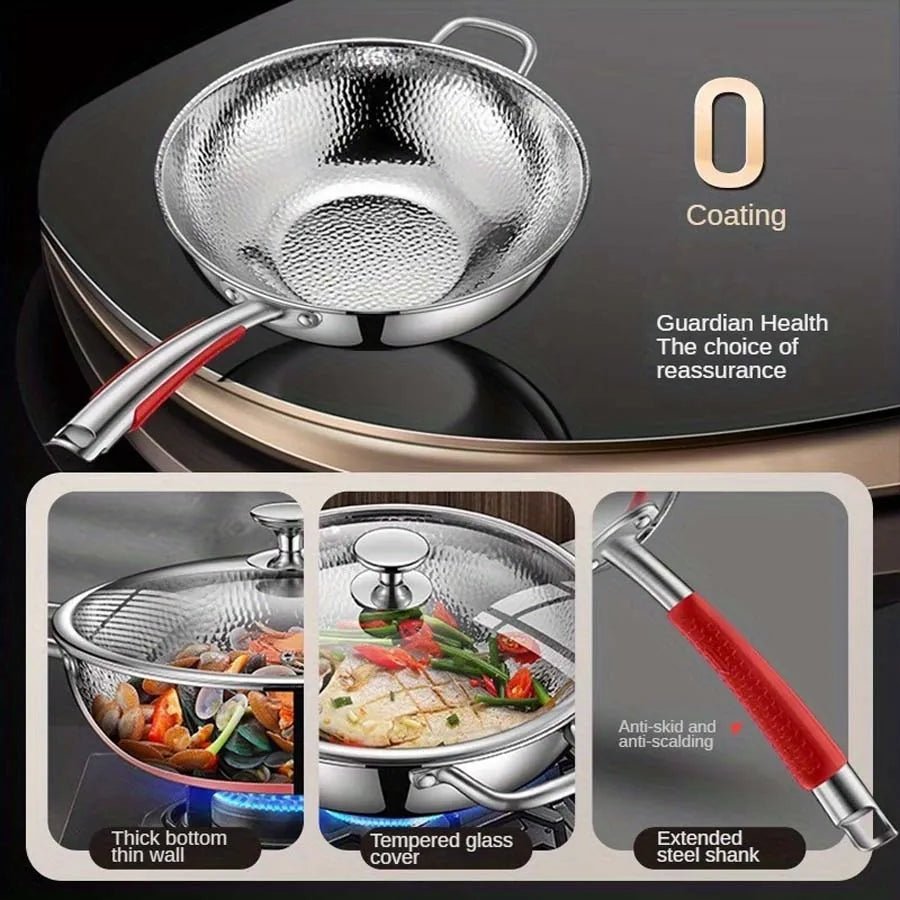 Wok in Titanio Premium con Fondo Tondo per Piani a Induzione e Saltare Facilmente | Lersk