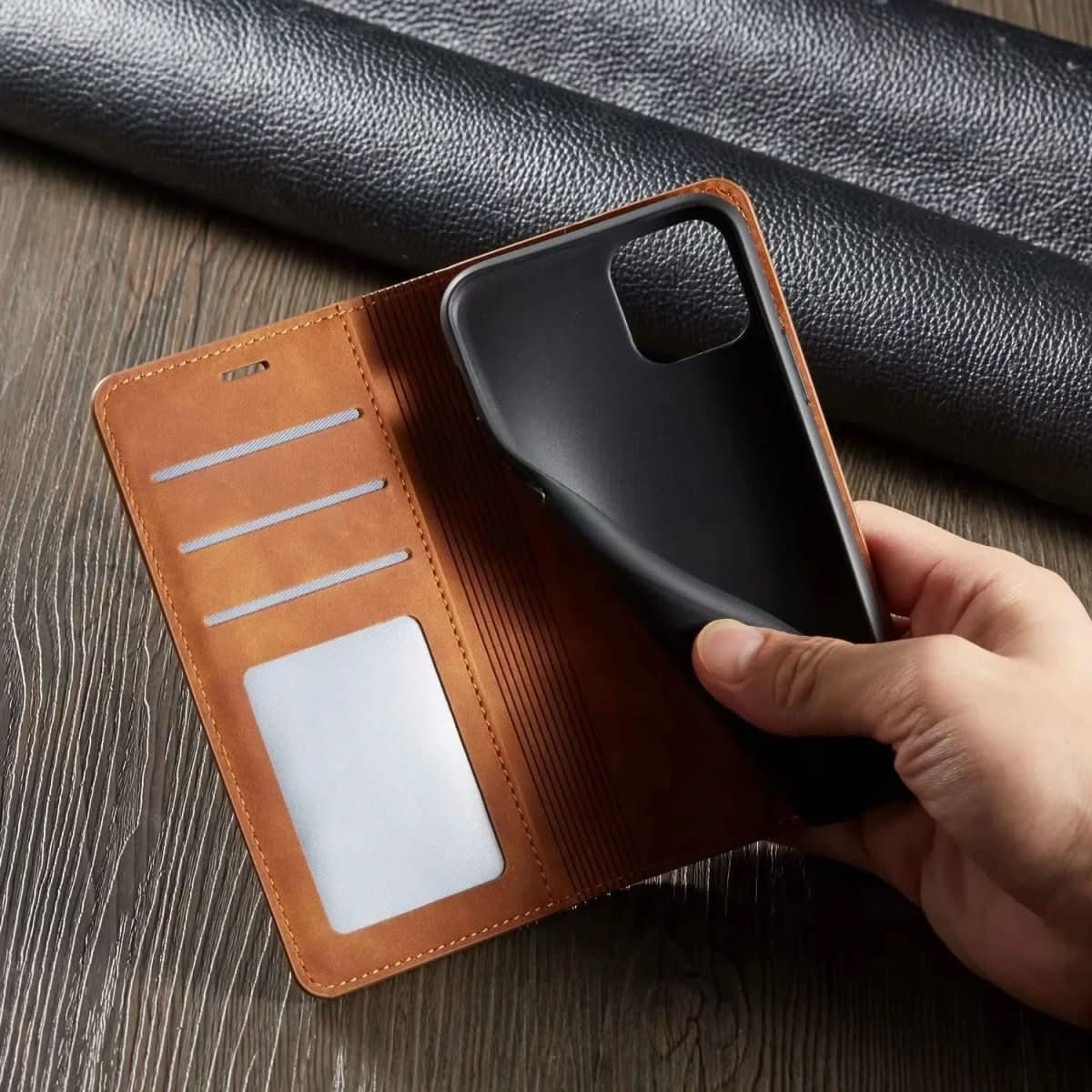 Elegante Lederhülle für iPhone mit magnetischem Verschluss für optimalen Schutz und Stil | Lersk