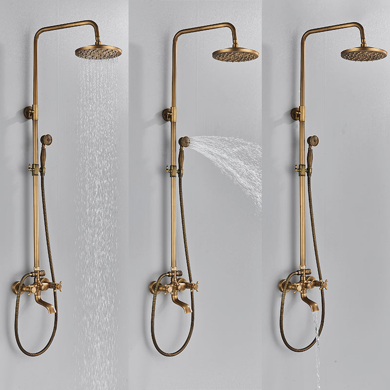 Vintage Copper Shower Kit with Brass Tap and Functional Showerheads | Lersk