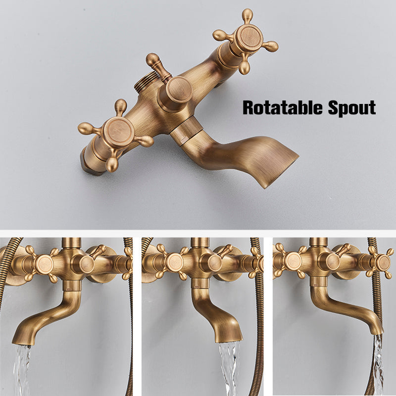Vintage Copper Shower Kit with Brass Tap and Functional Showerheads | Lersk