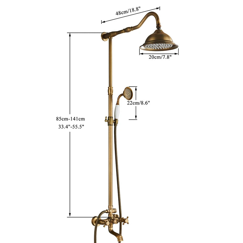 Marlen Classic Antique Brass vestavěný sprchový systém pro koupelnu a venkovní použití | Lersk