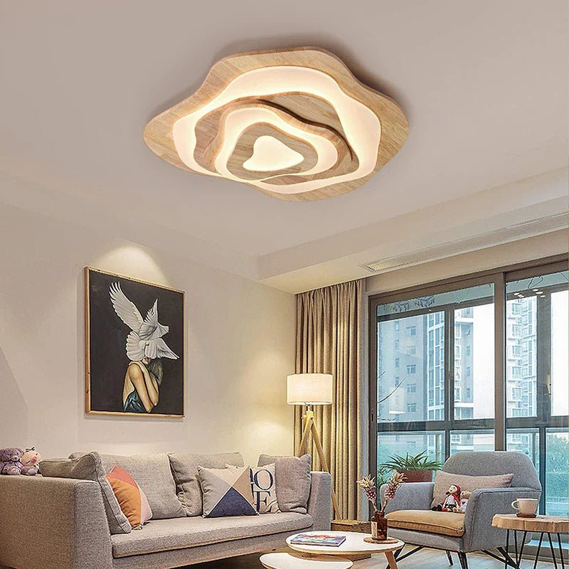 LumenVale Stylish Modern Wood And Metal Flush Mount Ceiling Light | Lersk