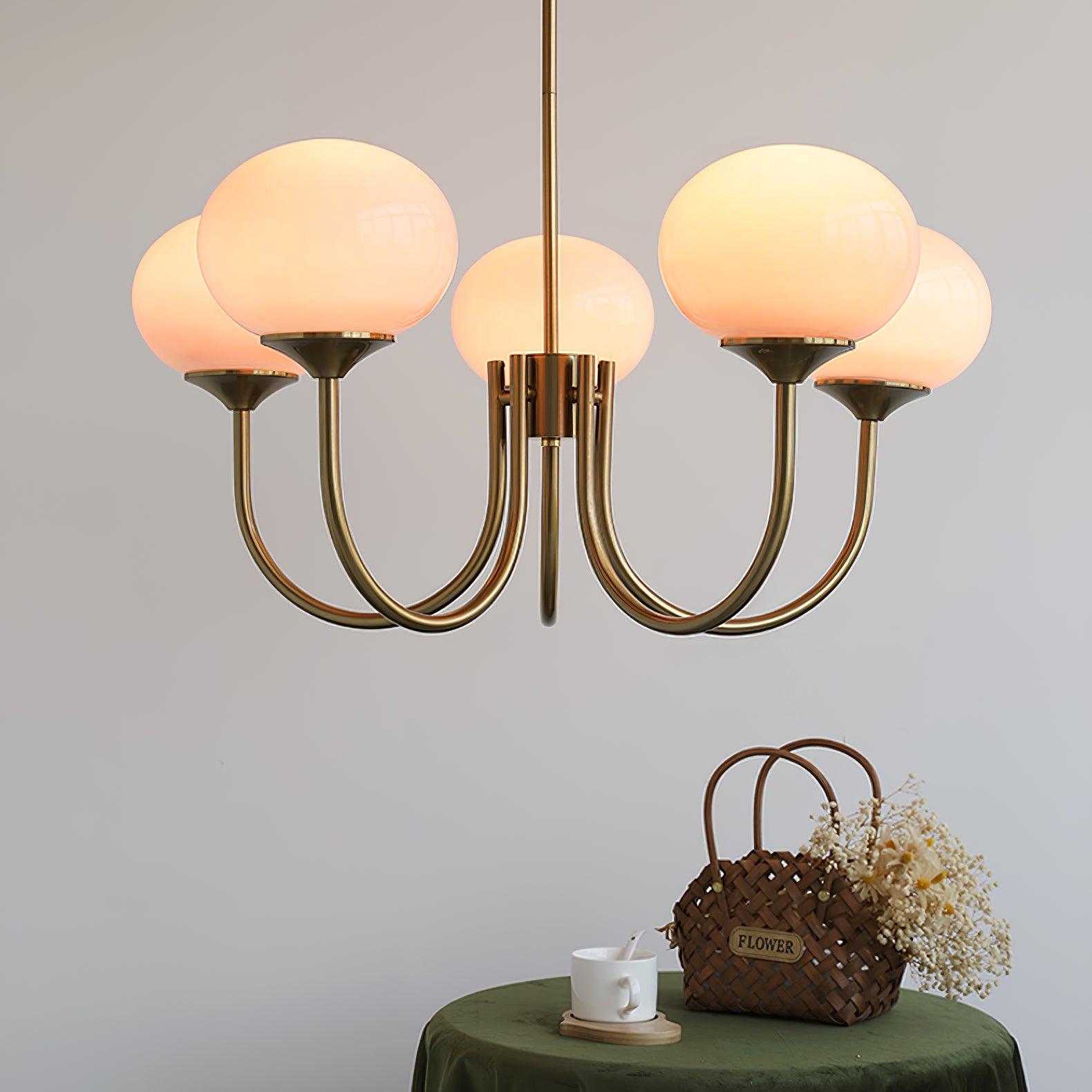 Alora Marshmallow Chandelier With Pink Glass Shades | Lersk