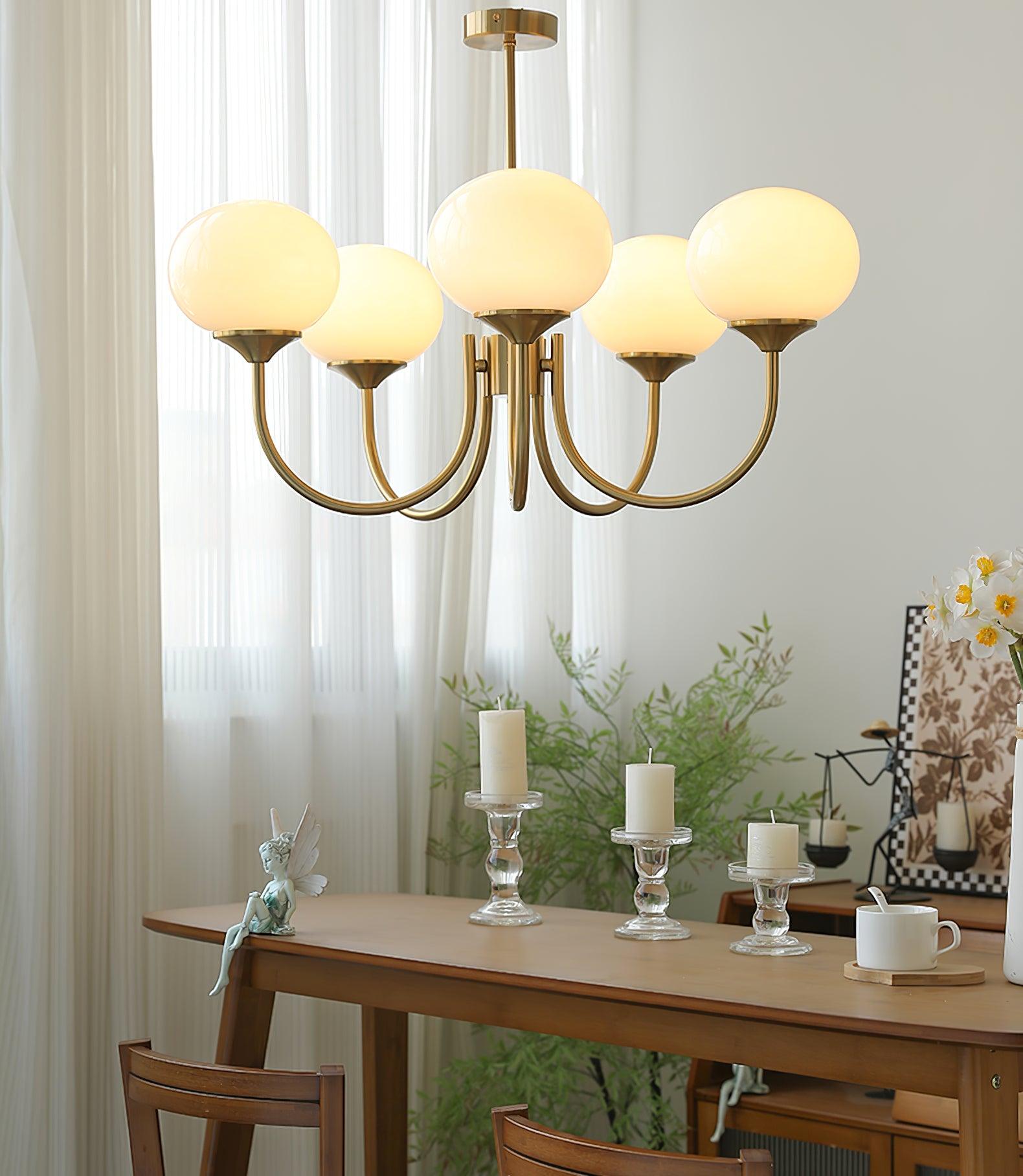 Alora Marshmallow Chandelier With Pink Glass Shades | Lersk