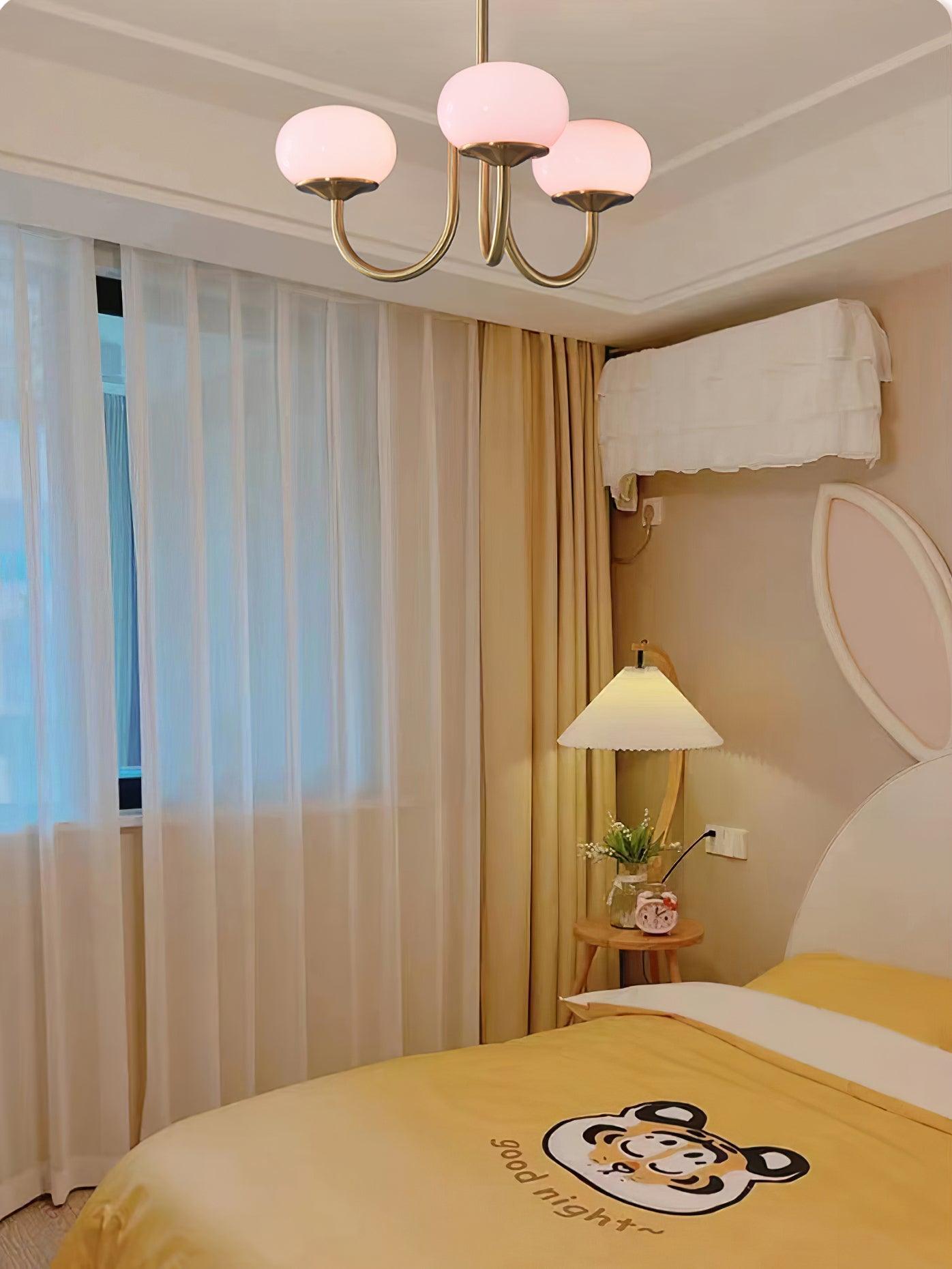 Alora Marshmallow Chandelier With Pink Glass Shades | Lersk