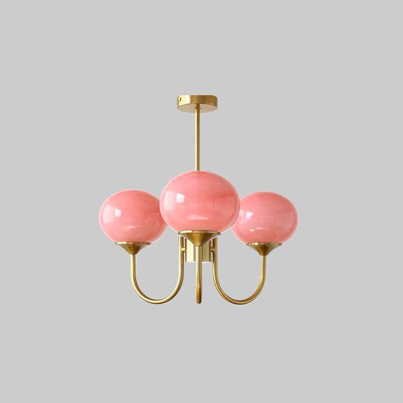 Alora Marshmallow Chandelier With Pink Glass Shades | Lersk