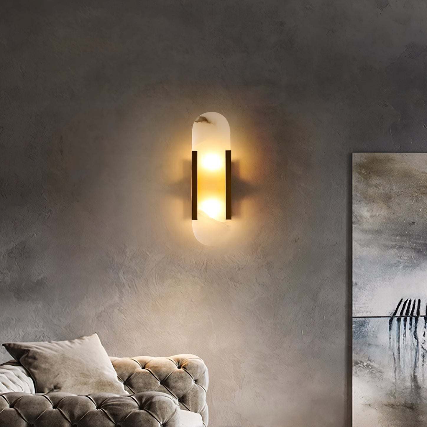 Lunara | Luxusní alabastrová nástěnná lampa s teplým světlem | Lersk
