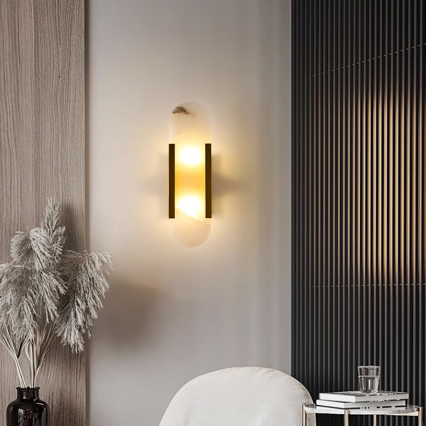 Lunara | Luxusní alabastrová nástěnná lampa s teplým světlem | Lersk