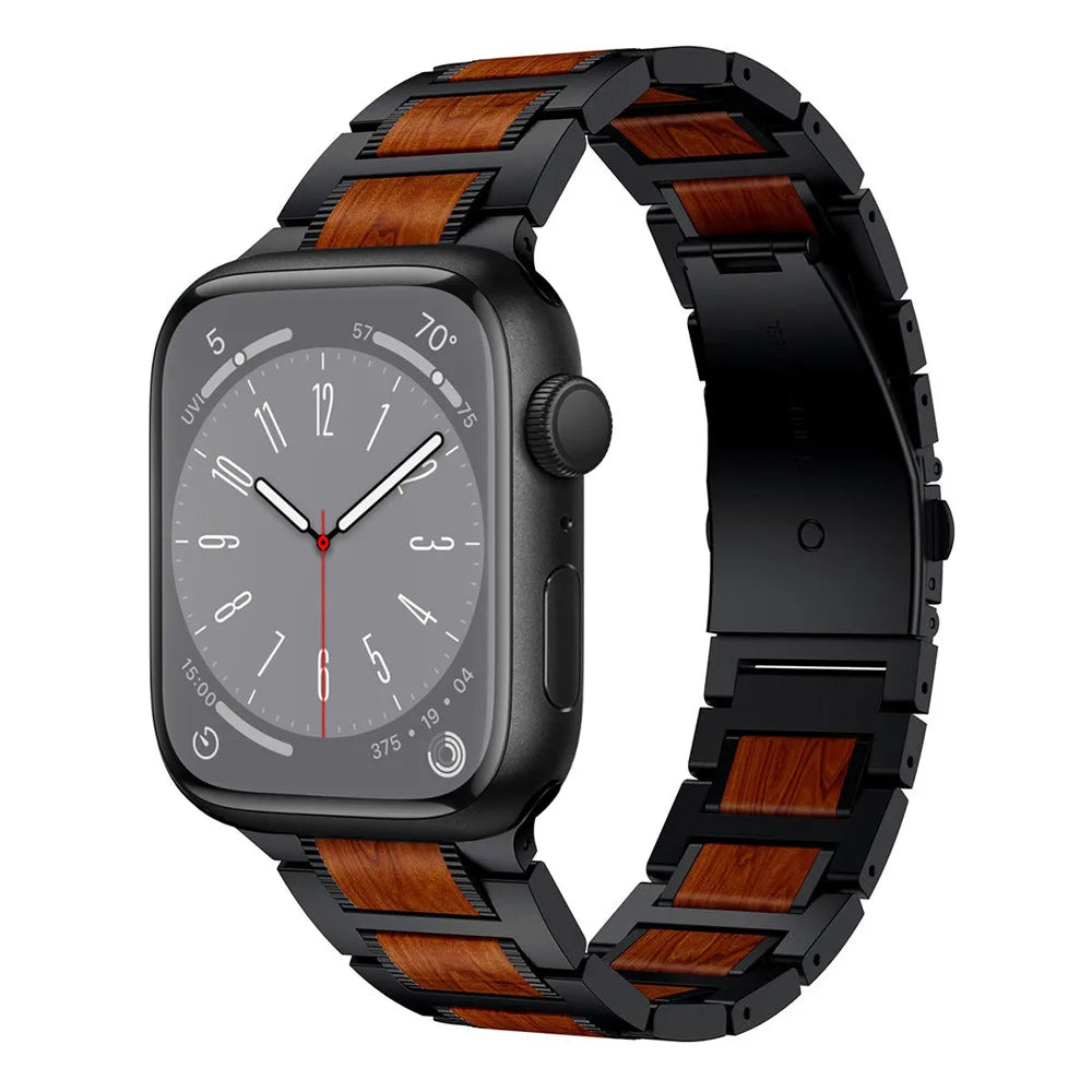 Marisol | Pulseira de Sândalo Vermelho Natural e Metal para Apple Watch | Lersk