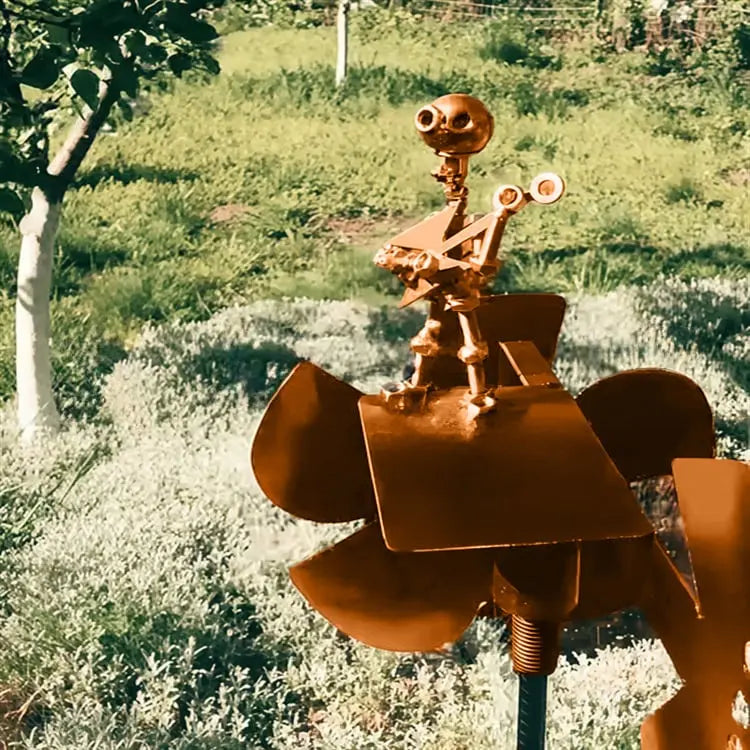 Decoração de Jardim Móvel com Moinho de Vento de Metal e Banda de Rock com Personagem | Lersk