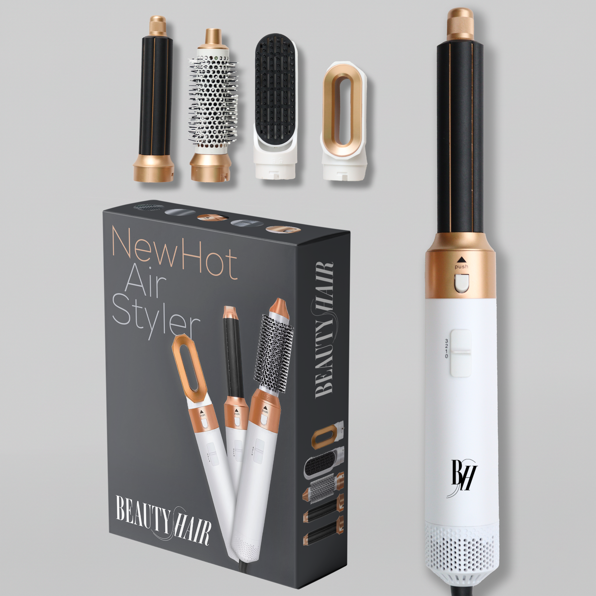5-in-1 Hot Air Styler with 5 Interchangeable Attachments for Drying Smoothing Curling and Volumizing | Lersk