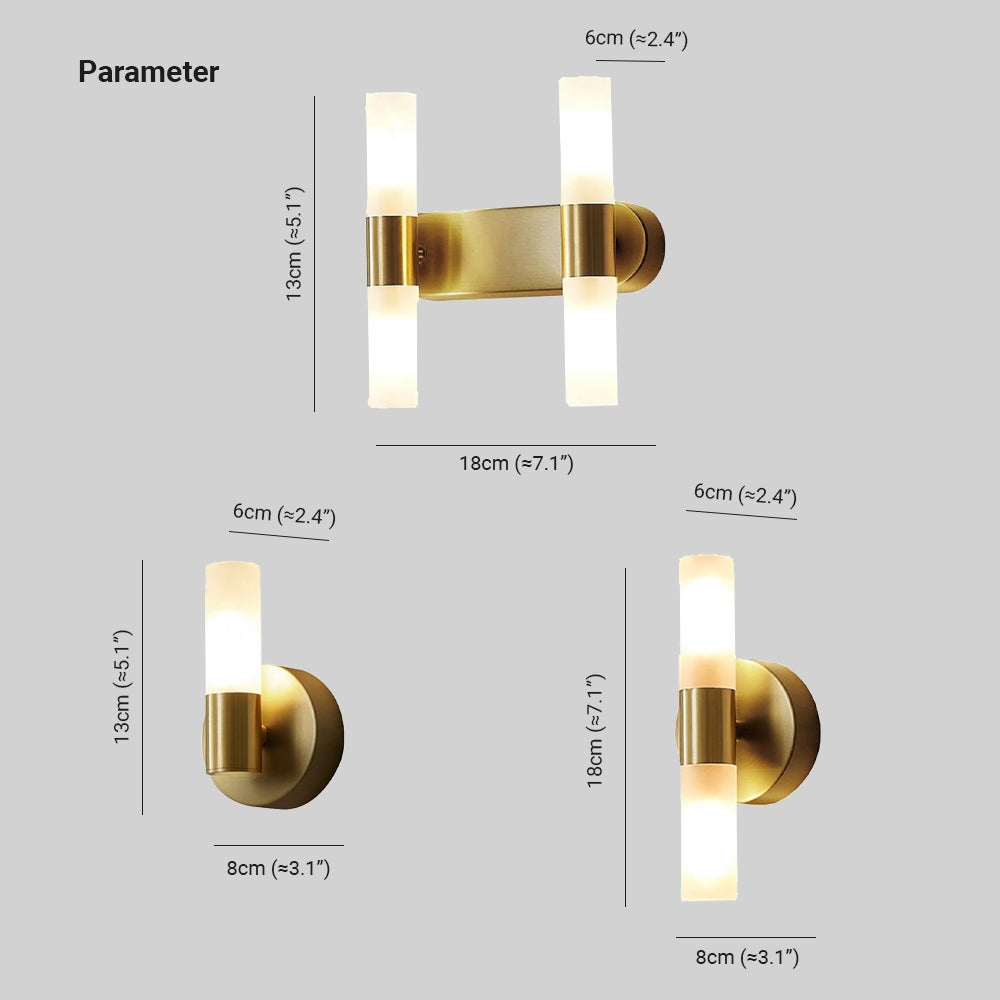 Solara Brushed Gold Wall Sconce With Frosted Glass Diffuser LED | Lersk