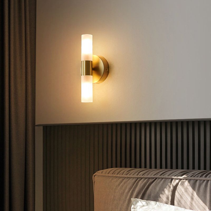 Solara Brushed Gold Wall Sconce With Frosted Glass Diffuser LED | Lersk