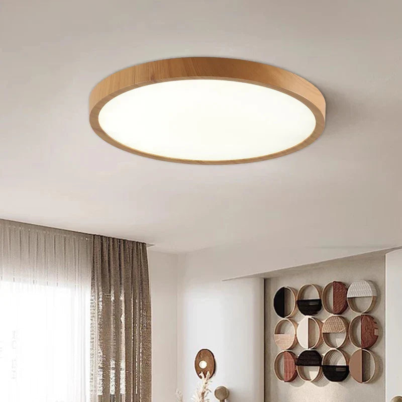 Lampada da soffitto circolare ultrasottile AstraHalo in noce per la casa | Lersk
