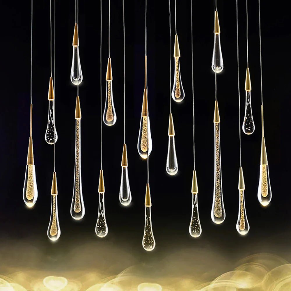 Modern LED Droplet Pendant Light – Elegant Glass and Iron Design for Kitchen and Dining Spaces 2