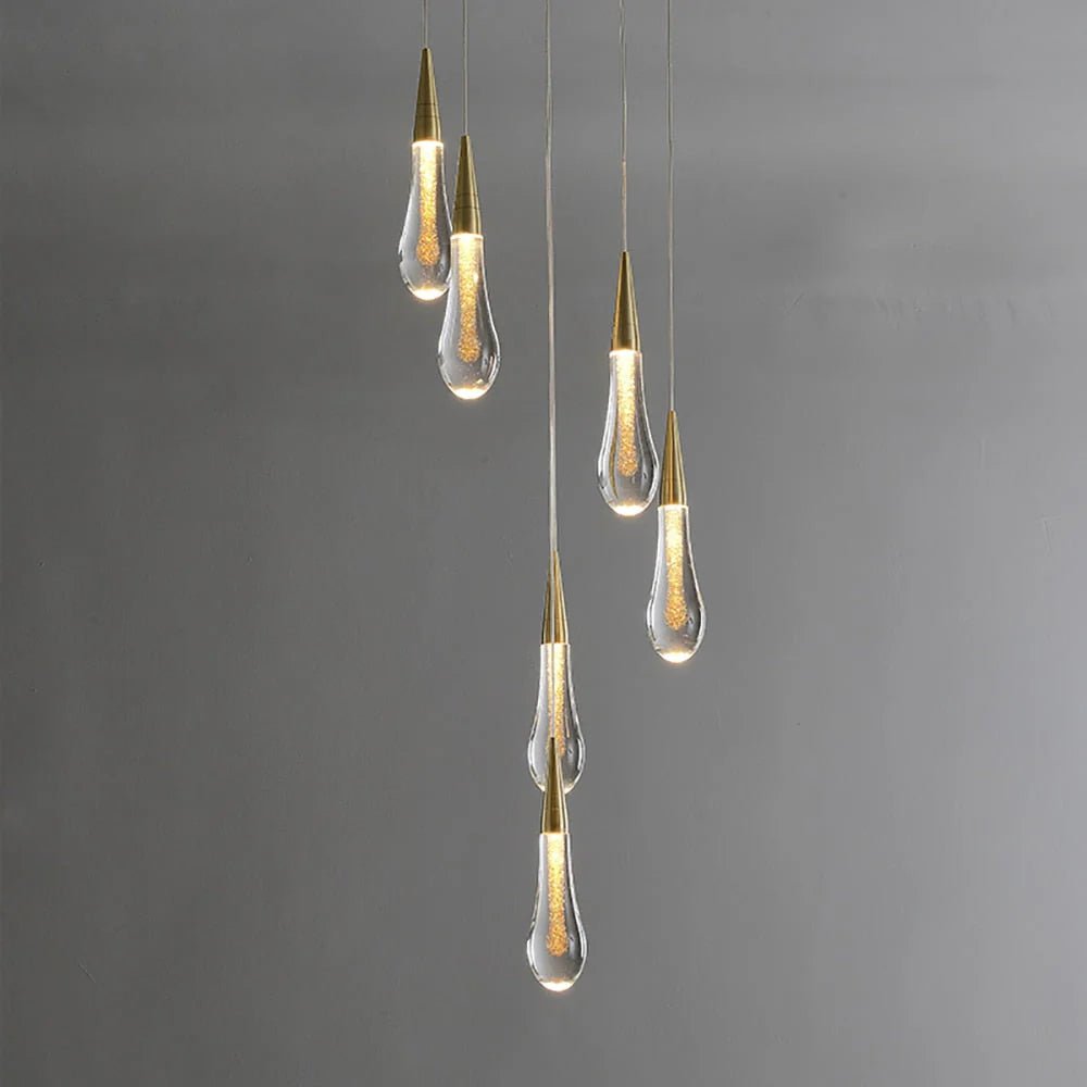 Moderní závěsné LED svítidlo Aurelia Droplet ze skla a železa | Lersk