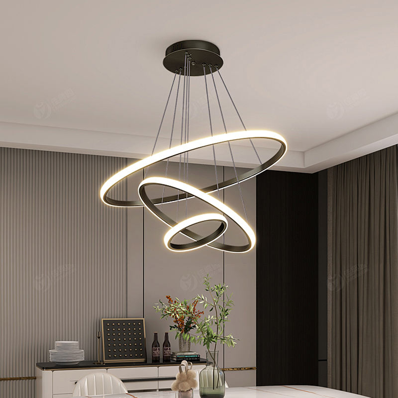 Virell Spiral LED Chandelier Modern Ceiling Light With Circular Rings | Lersk