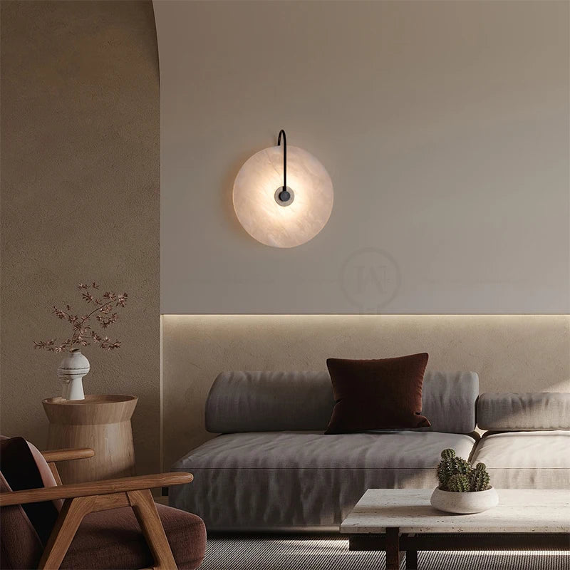 LumaMarble Round Wall Light Circular Bath Sconce Fixture | Lersk