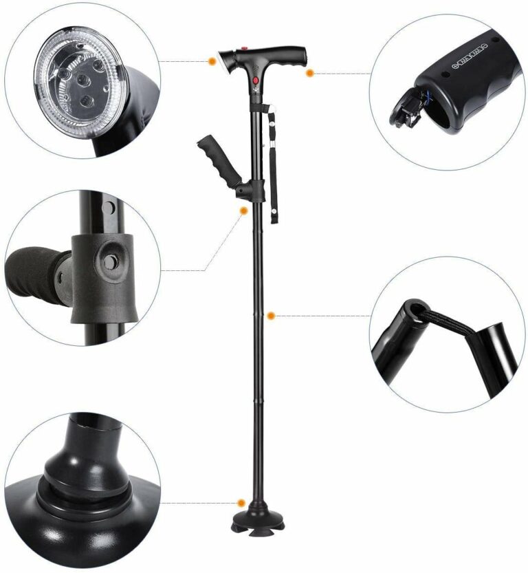 Adjustable Folding Cane With LED Light For Seniors Safety | Lersk