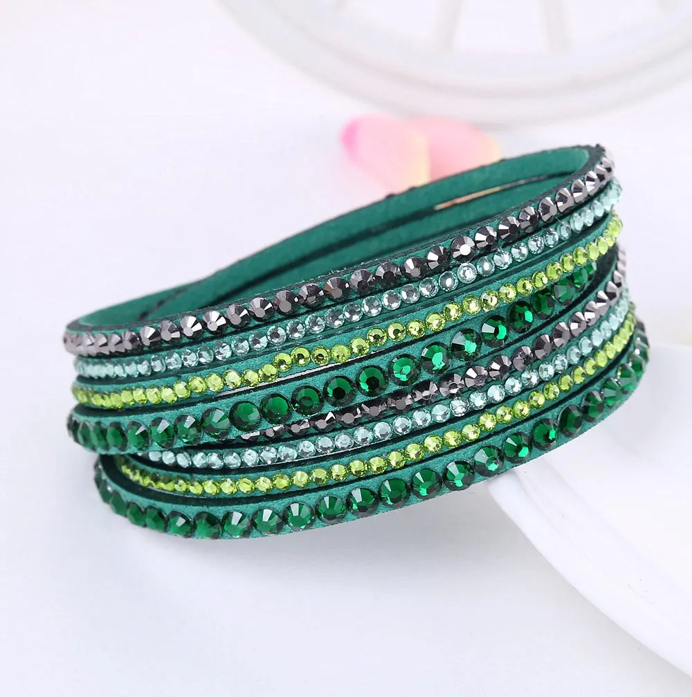 Rhinestone Wrap Bracelet Multi Layered Sparkling All Round Design for Glam Lovers | Lersk
