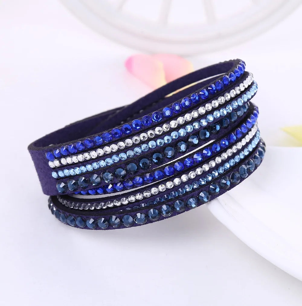 Rhinestone Wrap Bracelet Multi Layered Sparkling All Round Design for Glam Lovers | Lersk