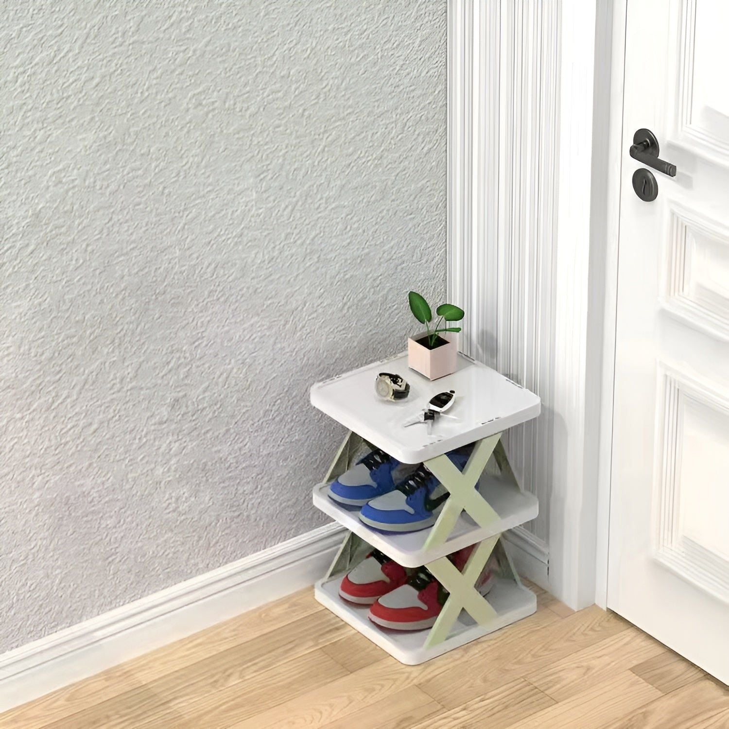 FlexiStack Klappbares Schuhregal mit mehreren Fächern, Organizer für kleine Räume in Fluren und Schränken | Lersk