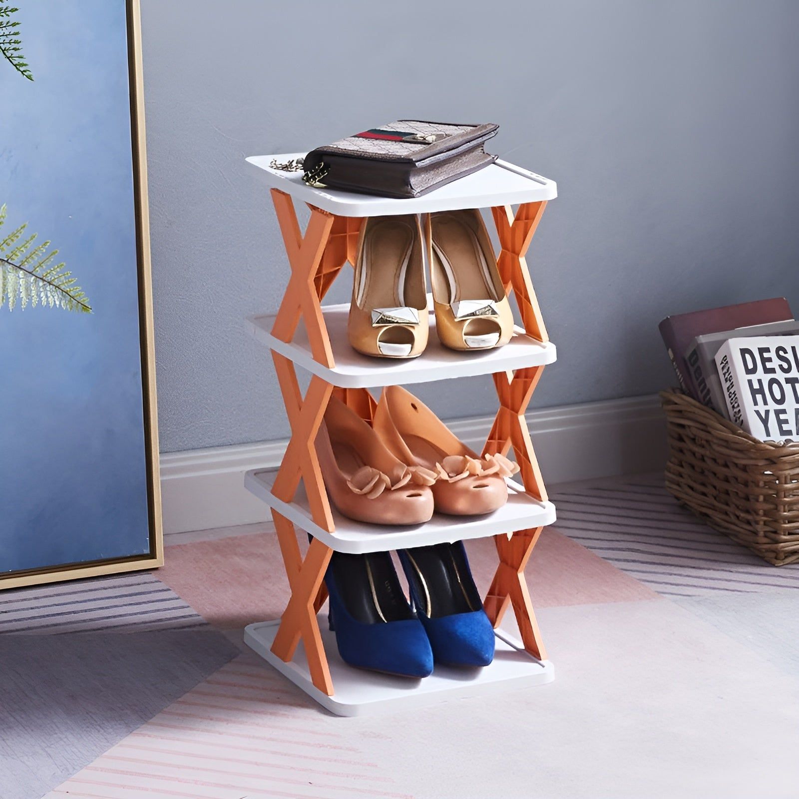 FlexiStack Klappbares Schuhregal mit mehreren Fächern, Organizer für kleine Räume in Fluren und Schränken | Lersk
