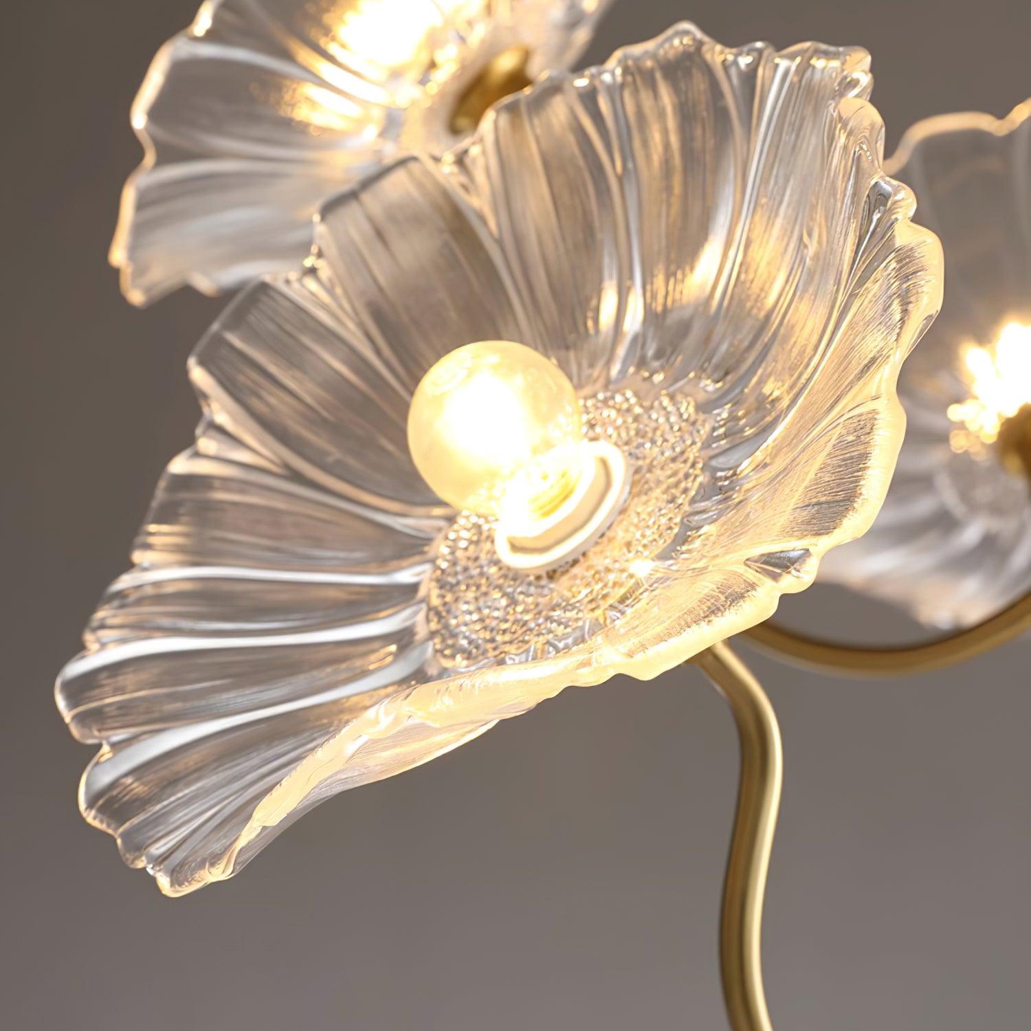 Lámpara de araña Lyria de vidrio con luz de flor de hoja esmerilada | Lersk