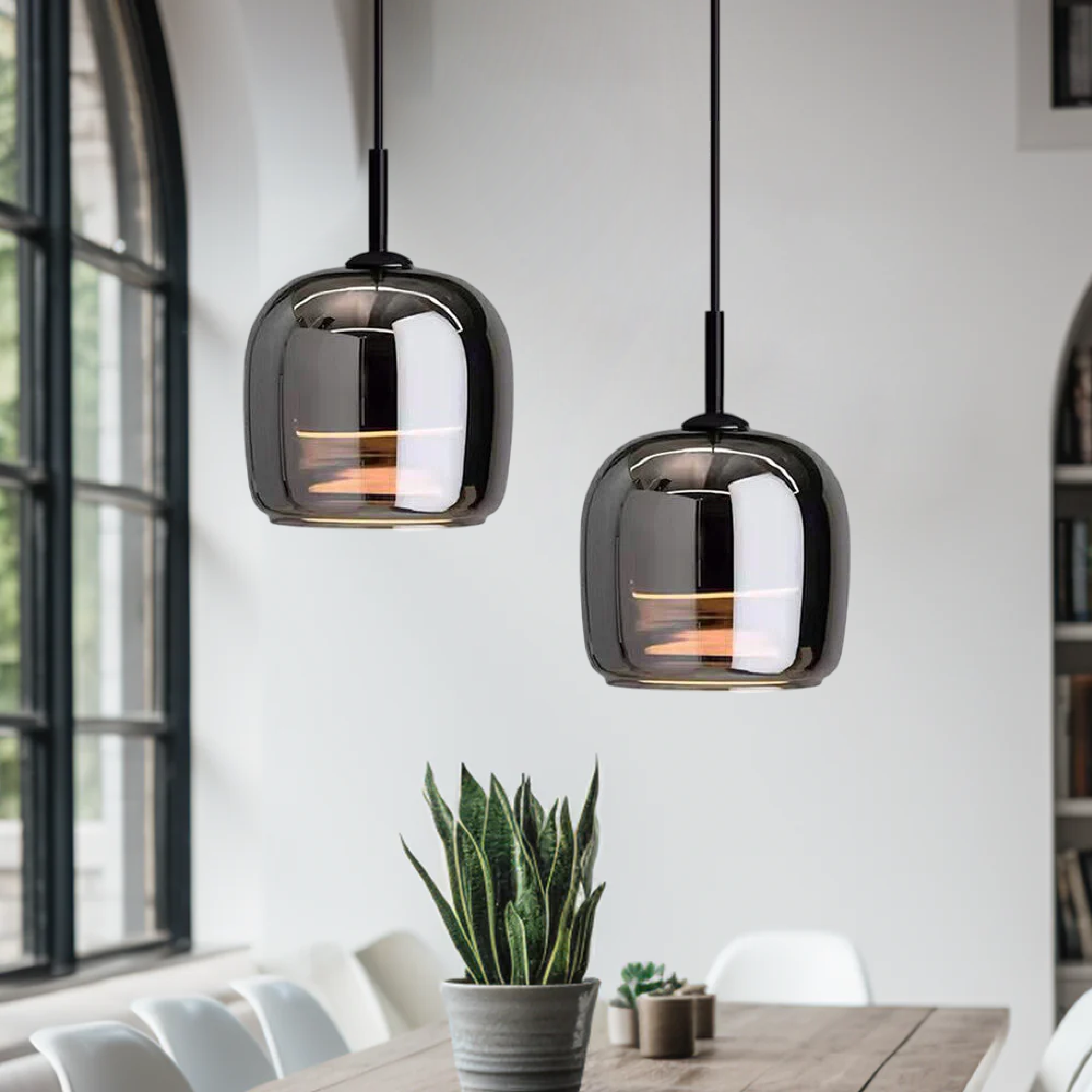 Nordische schwarze Glas-Pendelleuchte – moderne Hängeleuchte für Kücheninsel und Esszimmer | Lersk