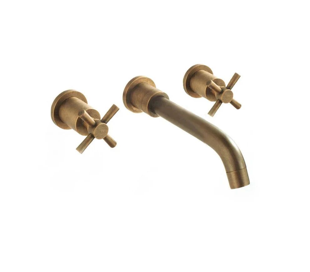 Lorien Brass Wall Faucet With Dual Handles Vintage-Style | Lersk