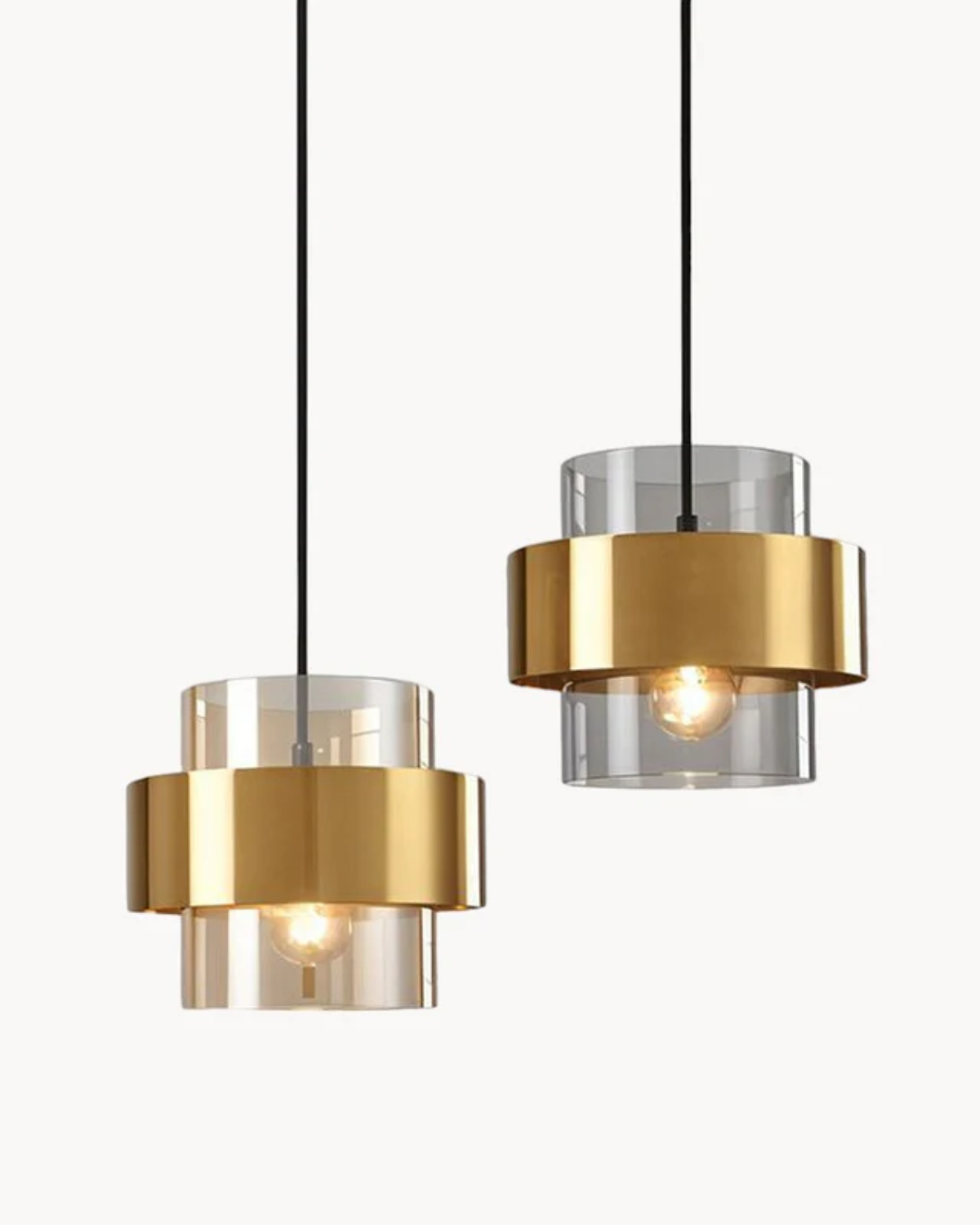 Solara Gold Glass Pendant Light with Industrial Edge | Lersk
