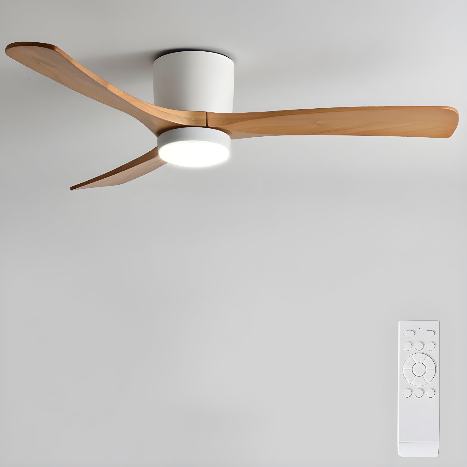 Lampa sufitowa z wentylatorem Everwood Nordic Wood 42 i 48 cali z oświetleniem LED | Lersk