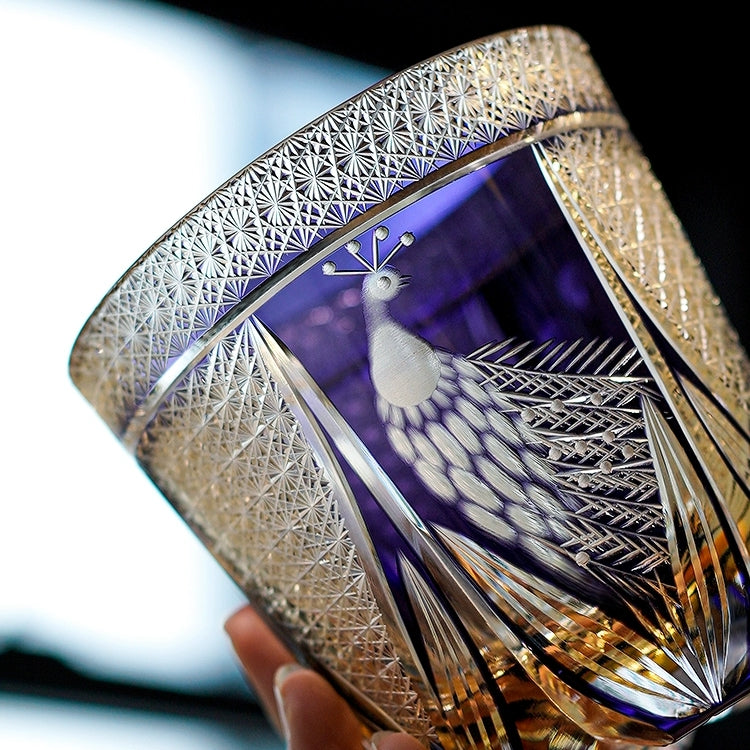 Miyori Handcrafted Violet Peacock Whisky Glass With Wooden Box | Lersk