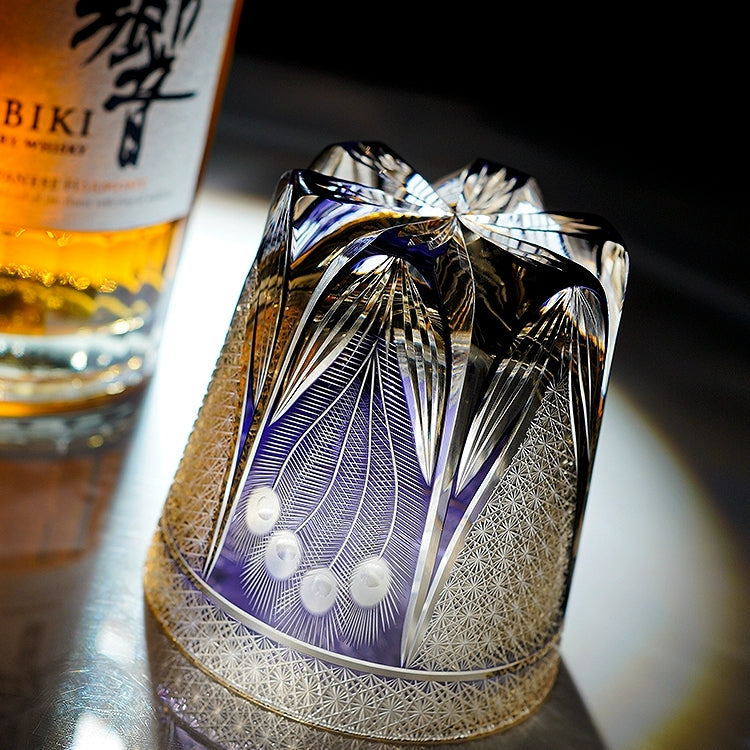 Miyori Handcrafted Violet Peacock Whisky Glass With Wooden Box | Lersk
